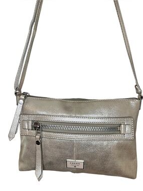 Fossil Dawson Metallic Leather Crossbody Bag – Champagne Shimmer